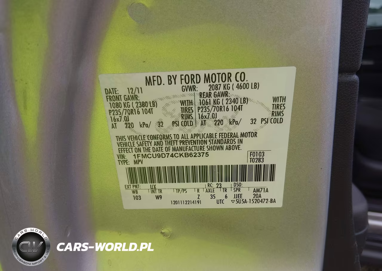 2012 Ford Escape Xlt VIN:1FMCU9D74CKB62375 - 9