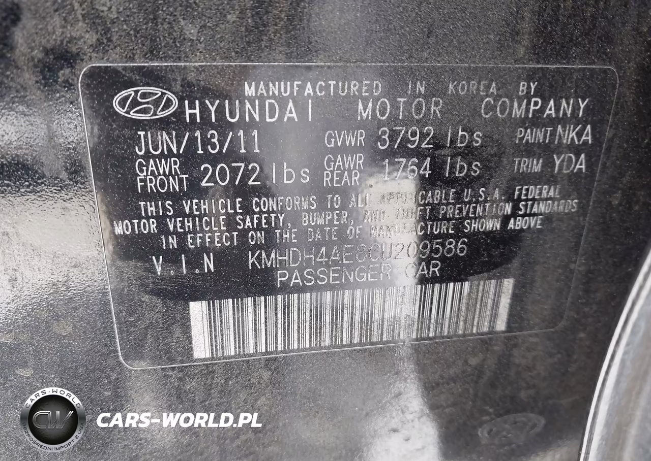 2012 Hyundai Elantra Limited (Ulsan Plant) VIN:KMHDH4AE8CU209586 - 9