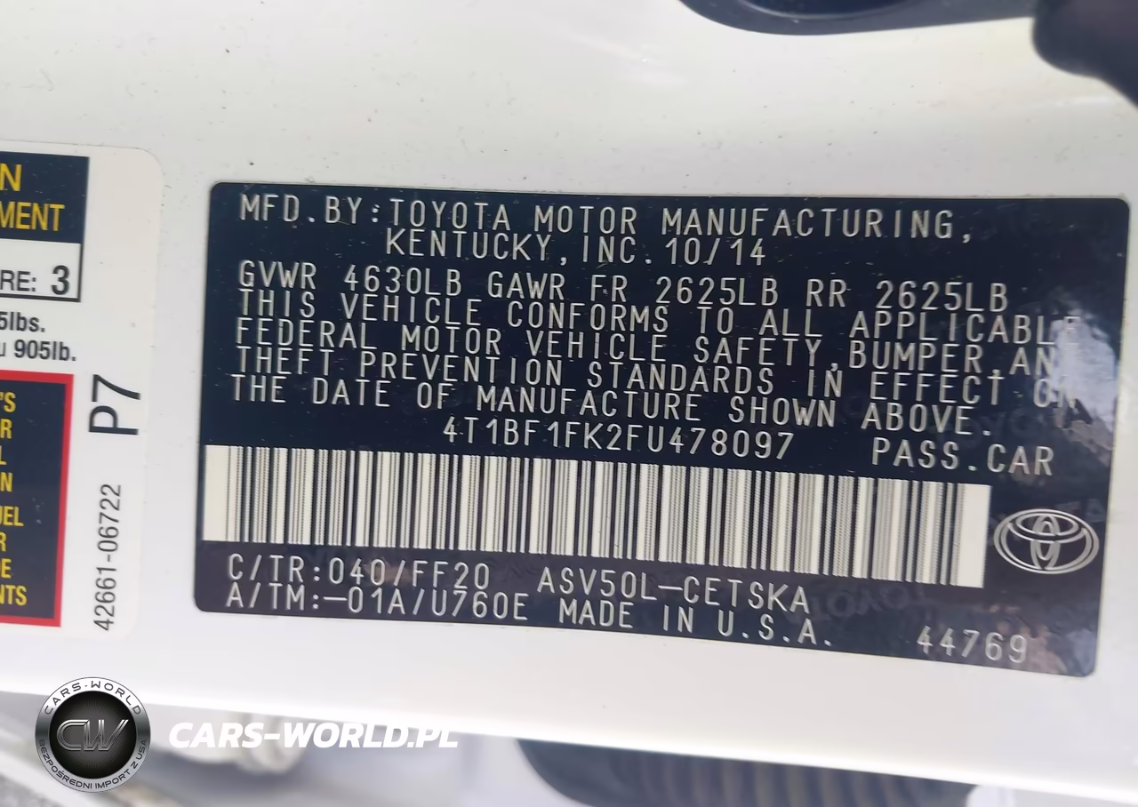 2015 Toyota Camry Se VIN:4T1BF1FK2FU478097 - 9