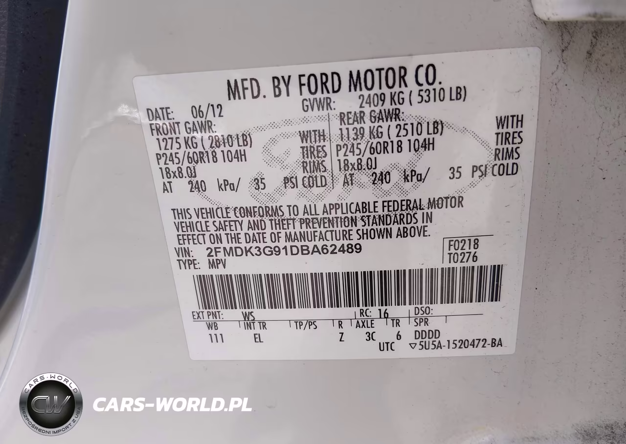 2013 Ford Edge Se VIN:2FMDK3G91DBA62489 - 9