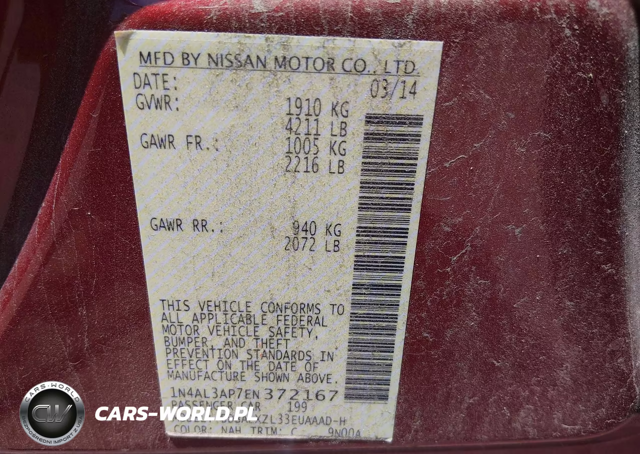 2014 Nissan Altima 2.5 Sl VIN:1N4AL3AP7EN372167 - 9