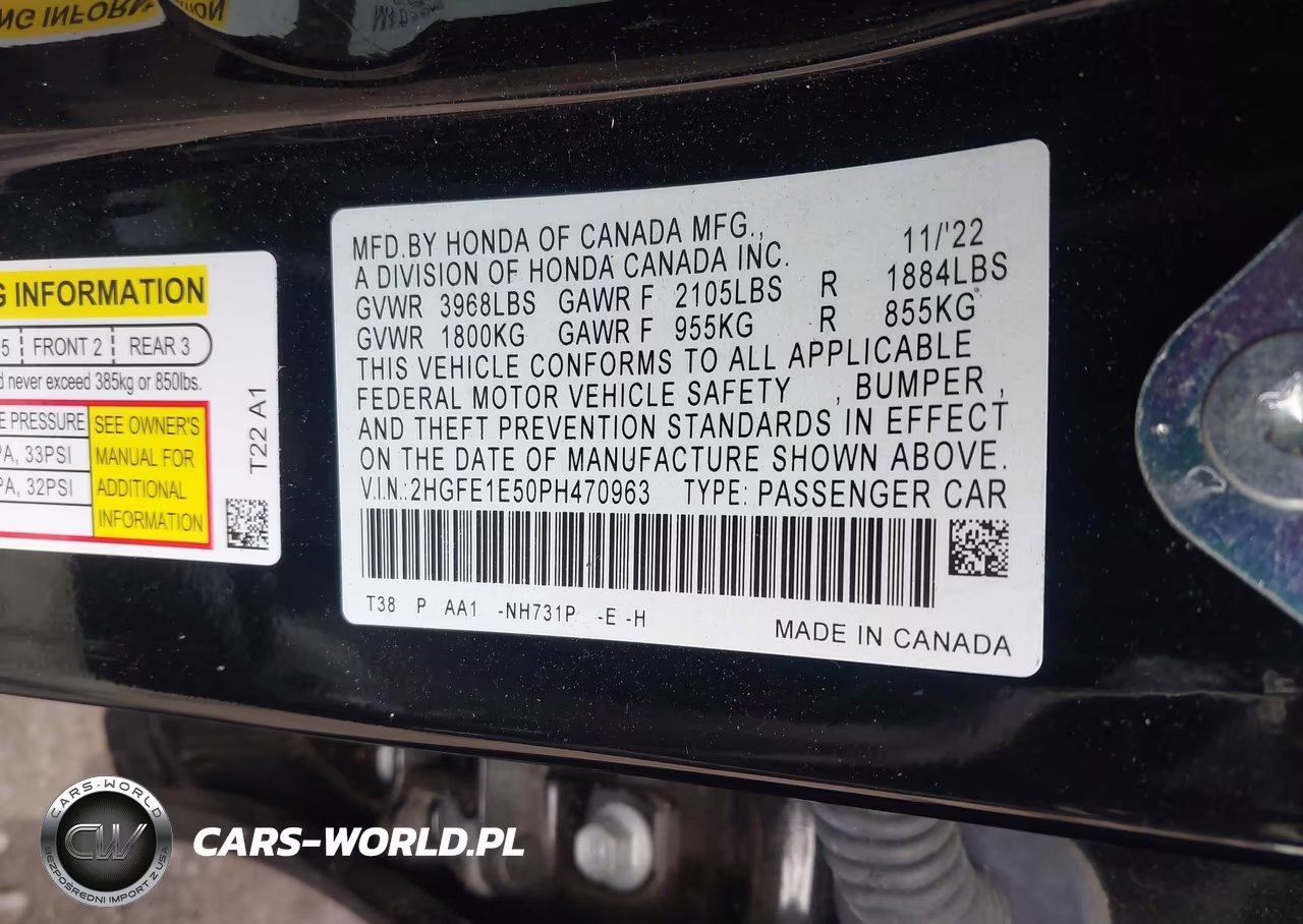2023 Honda Civic Si Sedan VIN:2HGFE1E50PH470963 - 9