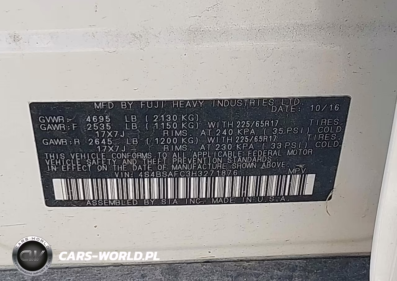 2017 Subaru Outback 2.5I Premium VIN:4S4BSAFC3H3271876 - 9