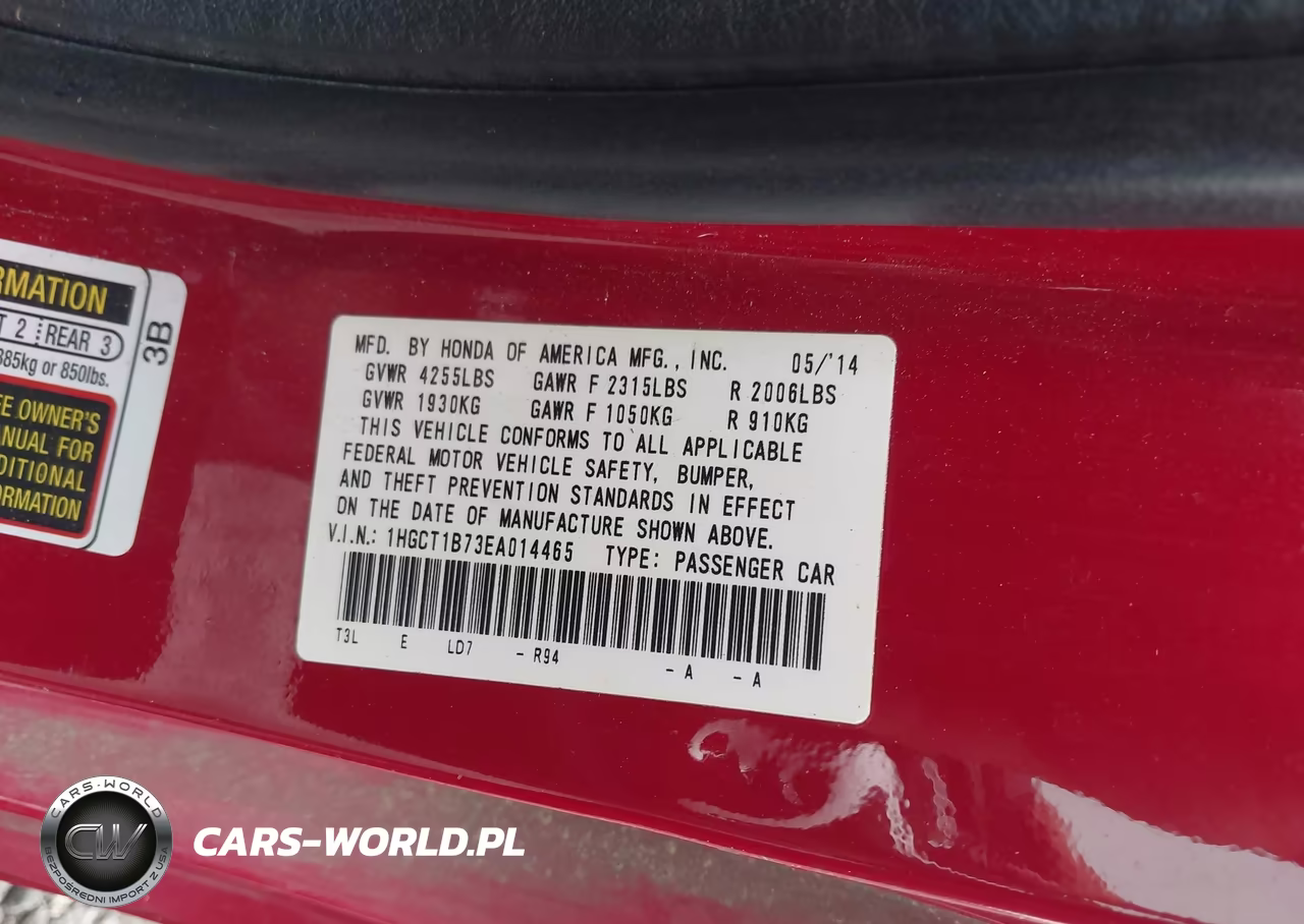 2014 Honda Accord Ex VIN:1HGCT1B73EA014465 - 9
