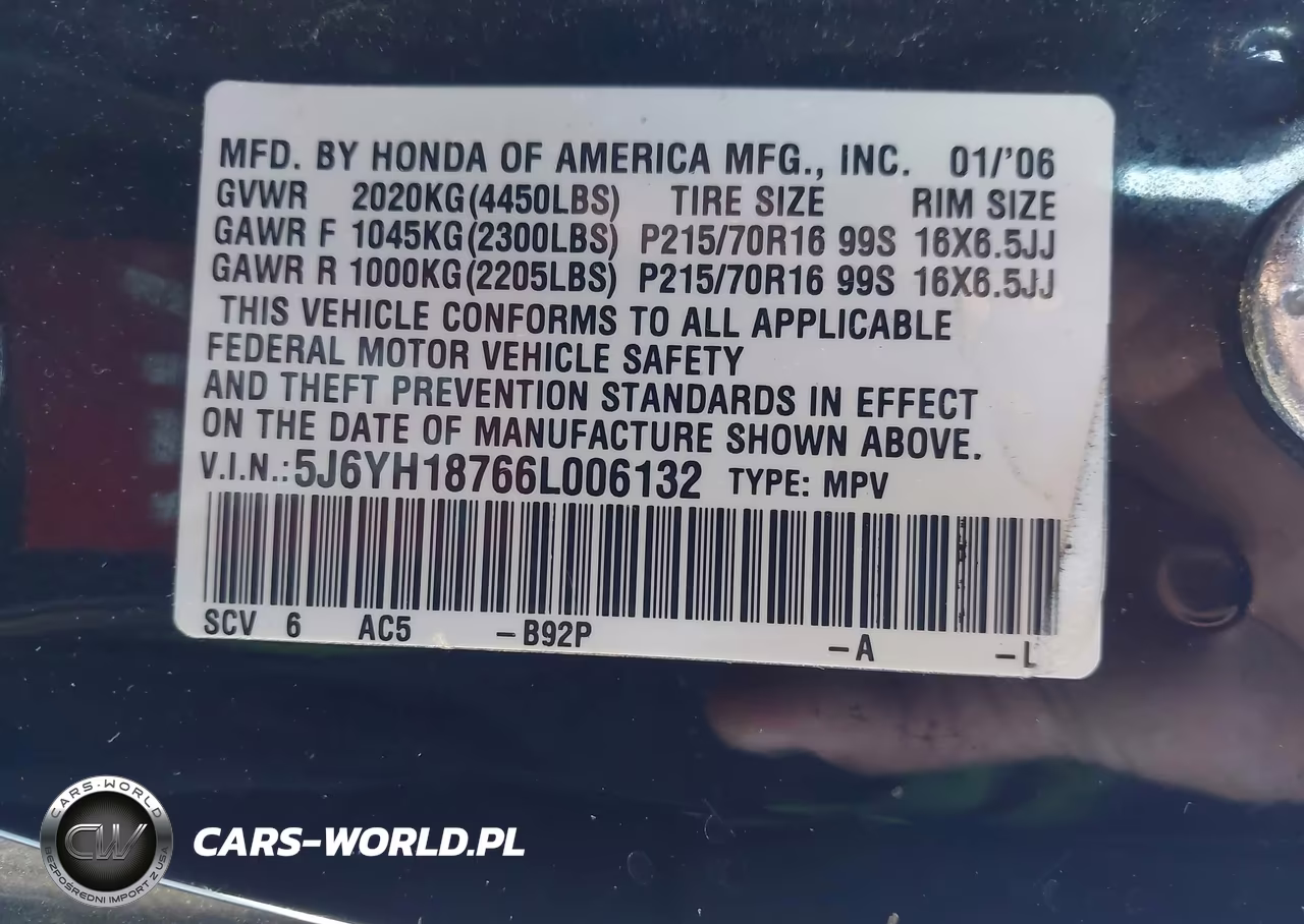 2006 Honda Element Ex-P VIN:5J6YH18766L006132 - 9