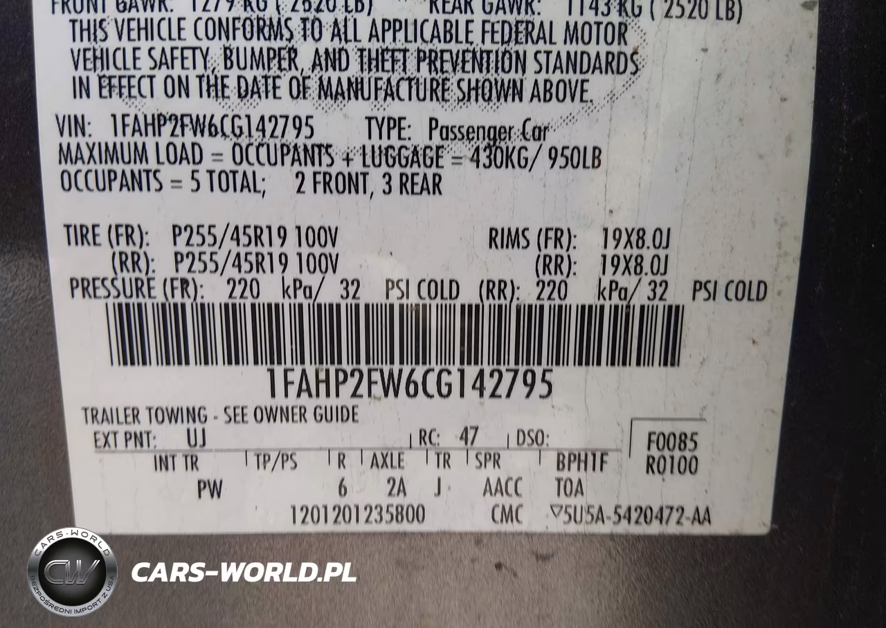 2012 Ford Taurus Limited VIN:1FAHP2FW6CG142795 - 9