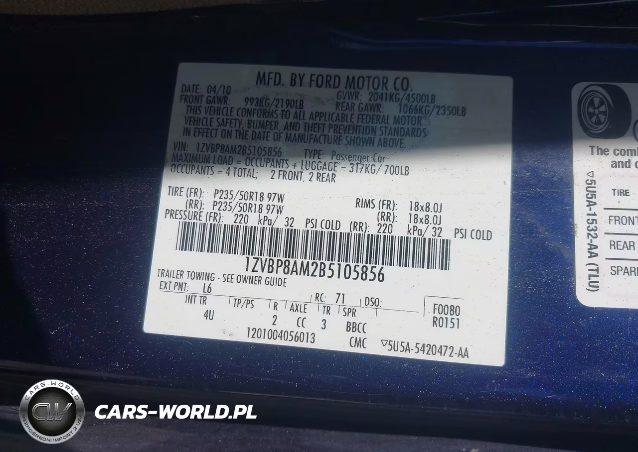 2011 Ford Mustang V6 Premium VIN:1ZVBP8AM2B5105856 - 9