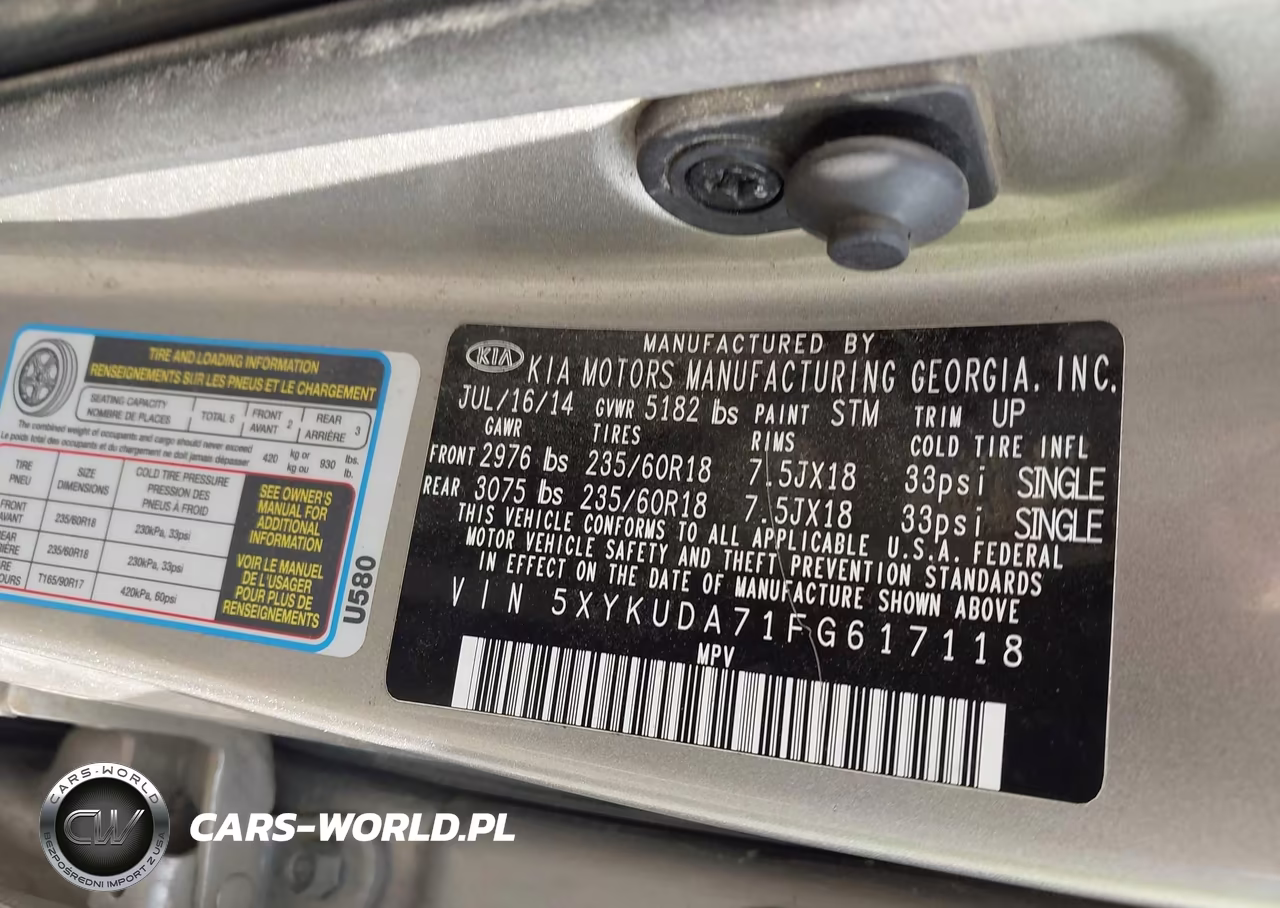 2015 Kia Sorento Ex V6 VIN:5XYKUDA71FG617118 - 9