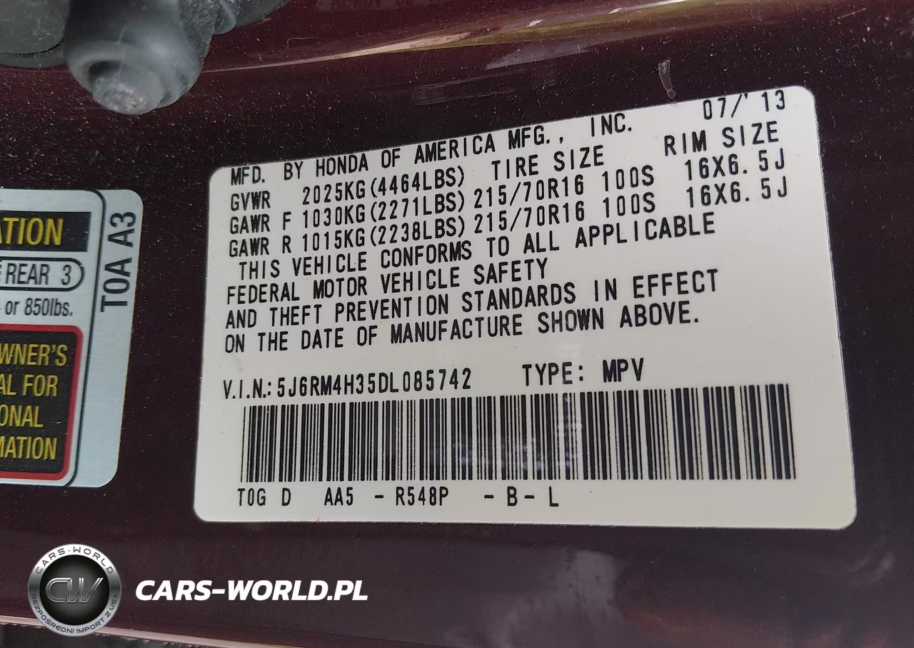 2013 Honda Cr-V Lx VIN:5J6RM4H35DL085742 - 9