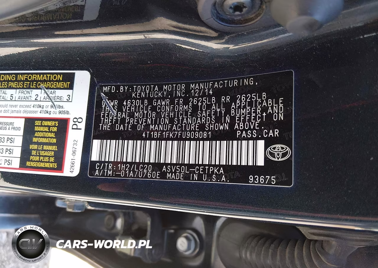 2015 Toyota Camry Xse VIN:4T1BF1FK7FU909081 - 9