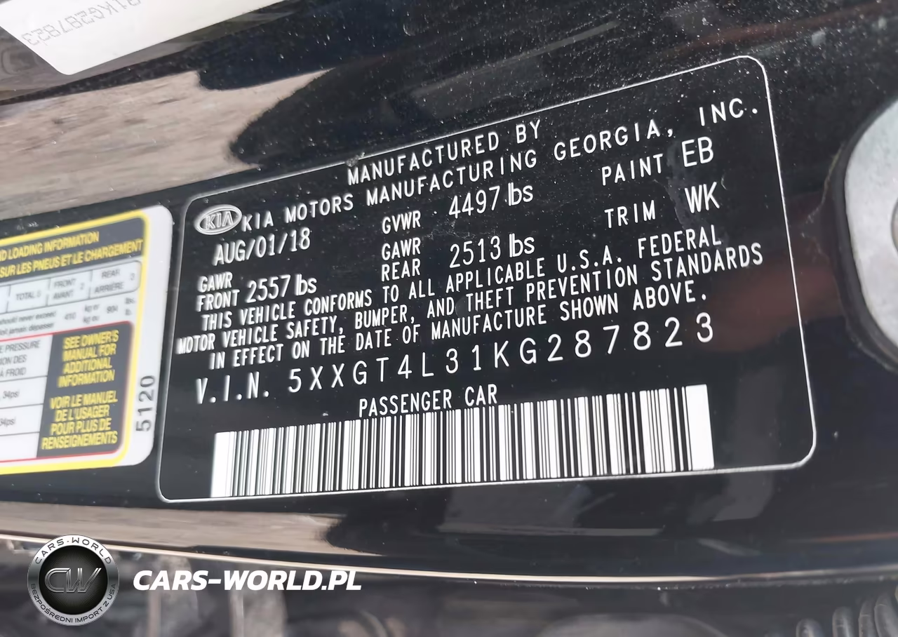 2019 Kia Optima Lx VIN:5XXGT4L31KG287823 - 9