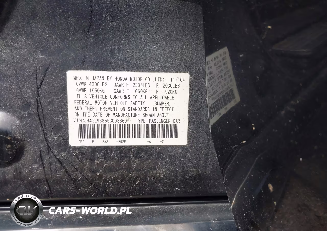 2005 Acura Tsx VIN:JH4CL96855C003860 - 9