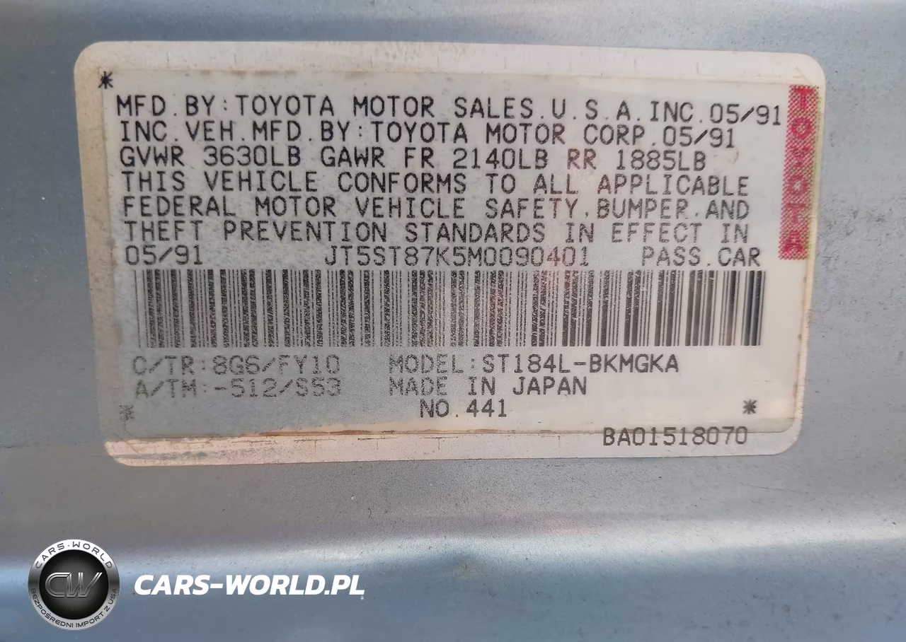 1991 Toyota Celica Gt VIN:JT5ST87K5M0090401 - 9