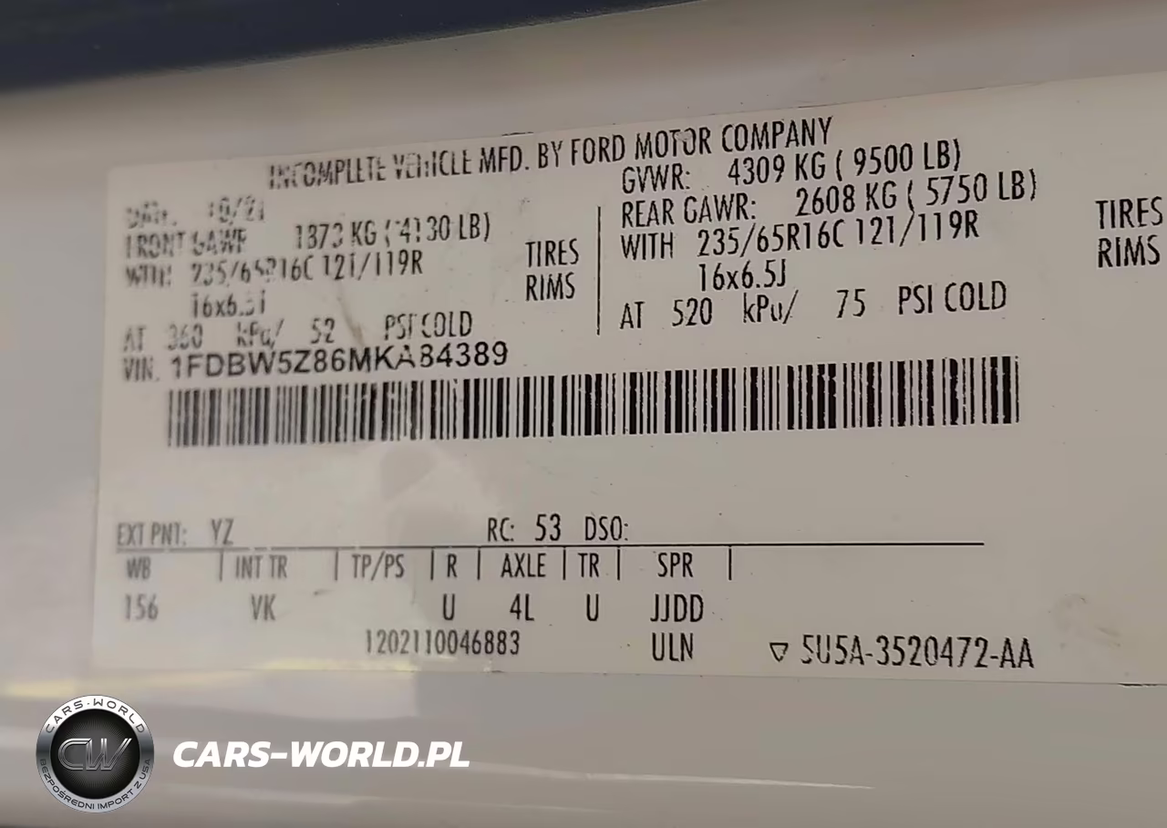 2021 Ford Transit-350 Cab VIN:1FDBW5Z86MKA84389 - 9