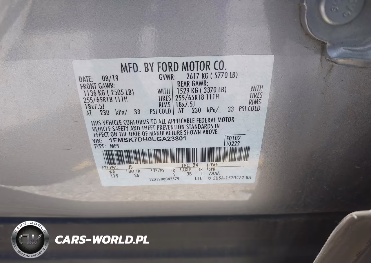 2020 Ford Explorer Xlt VIN:1FMSK7DH0LGA23801 - 9