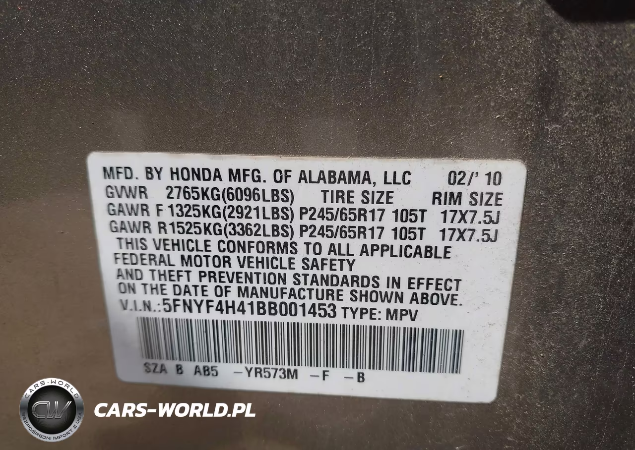 2011 Honda Pilot Ex VIN:5FNYF4H41BB001453 - 9