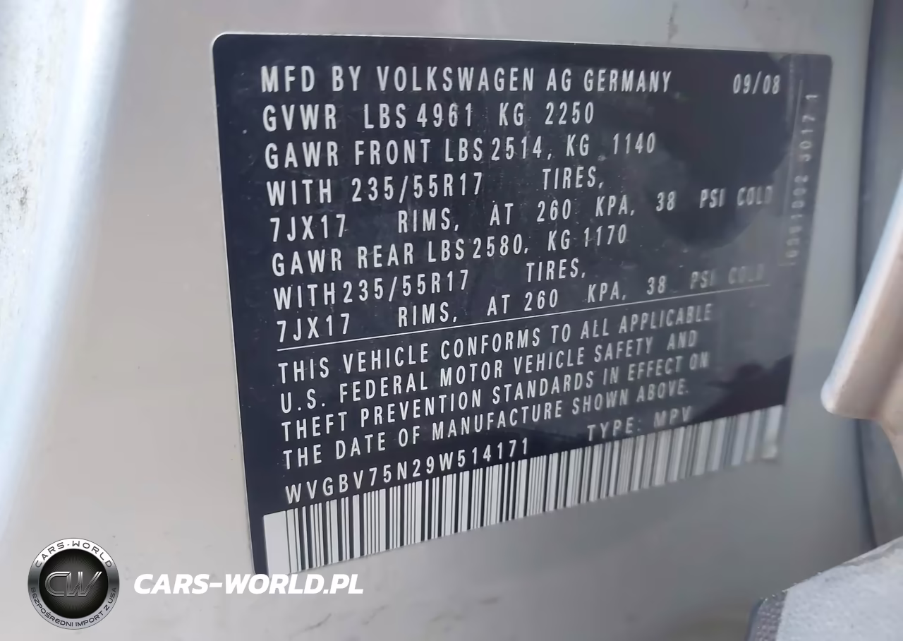 2009 Volkswagen Tiguan Se VIN:WVGBV75N29W514171 - 9