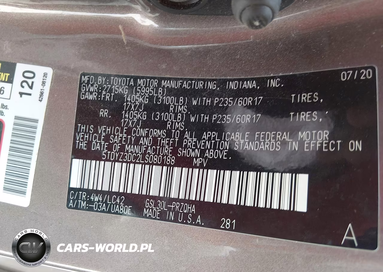2020 Toyota Sienna Xle Premium VIN:5TDYZ3DC2LS080188 - 9