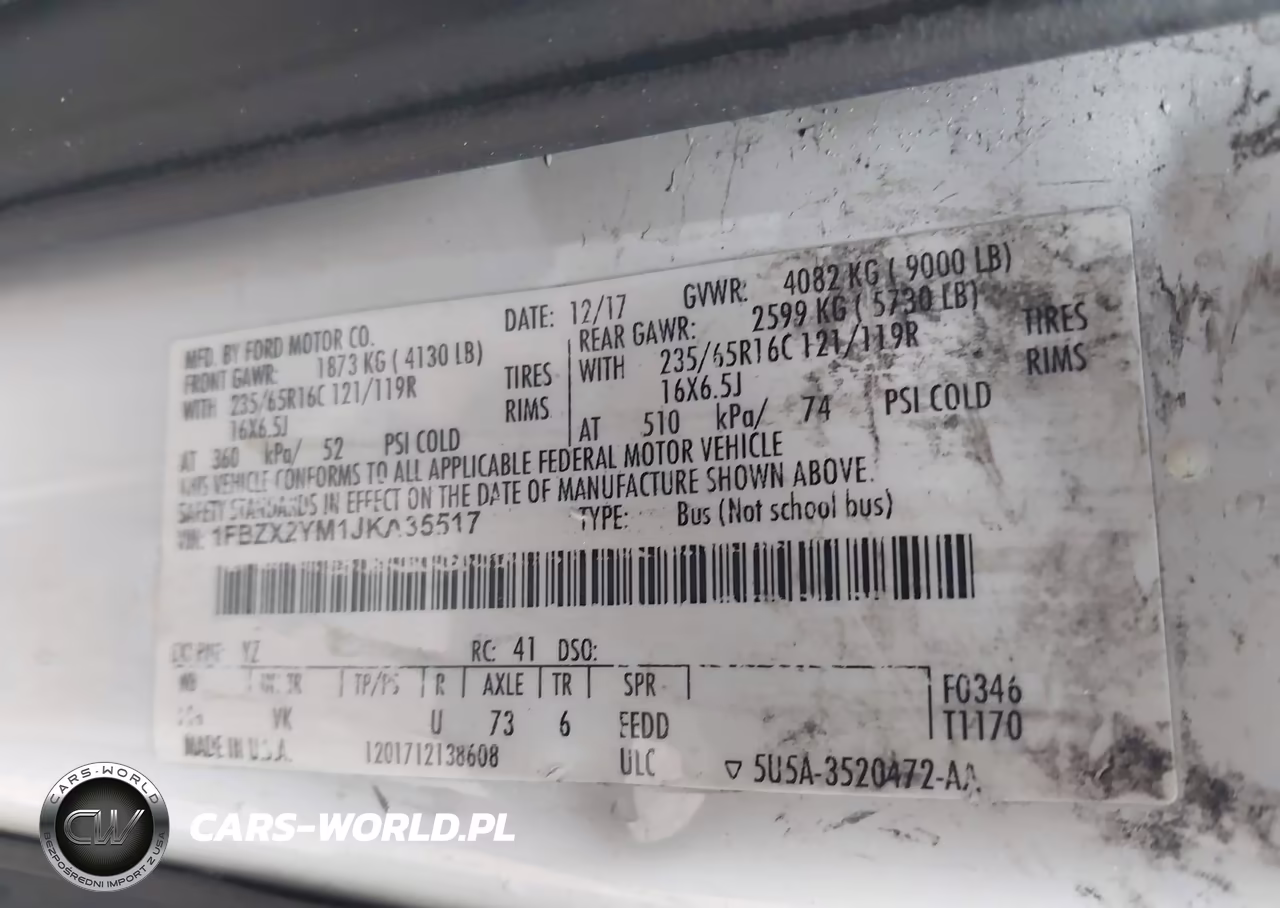 2018 Ford Transit-350 Xl VIN:1FBZX2YM1JKA35517 - 9