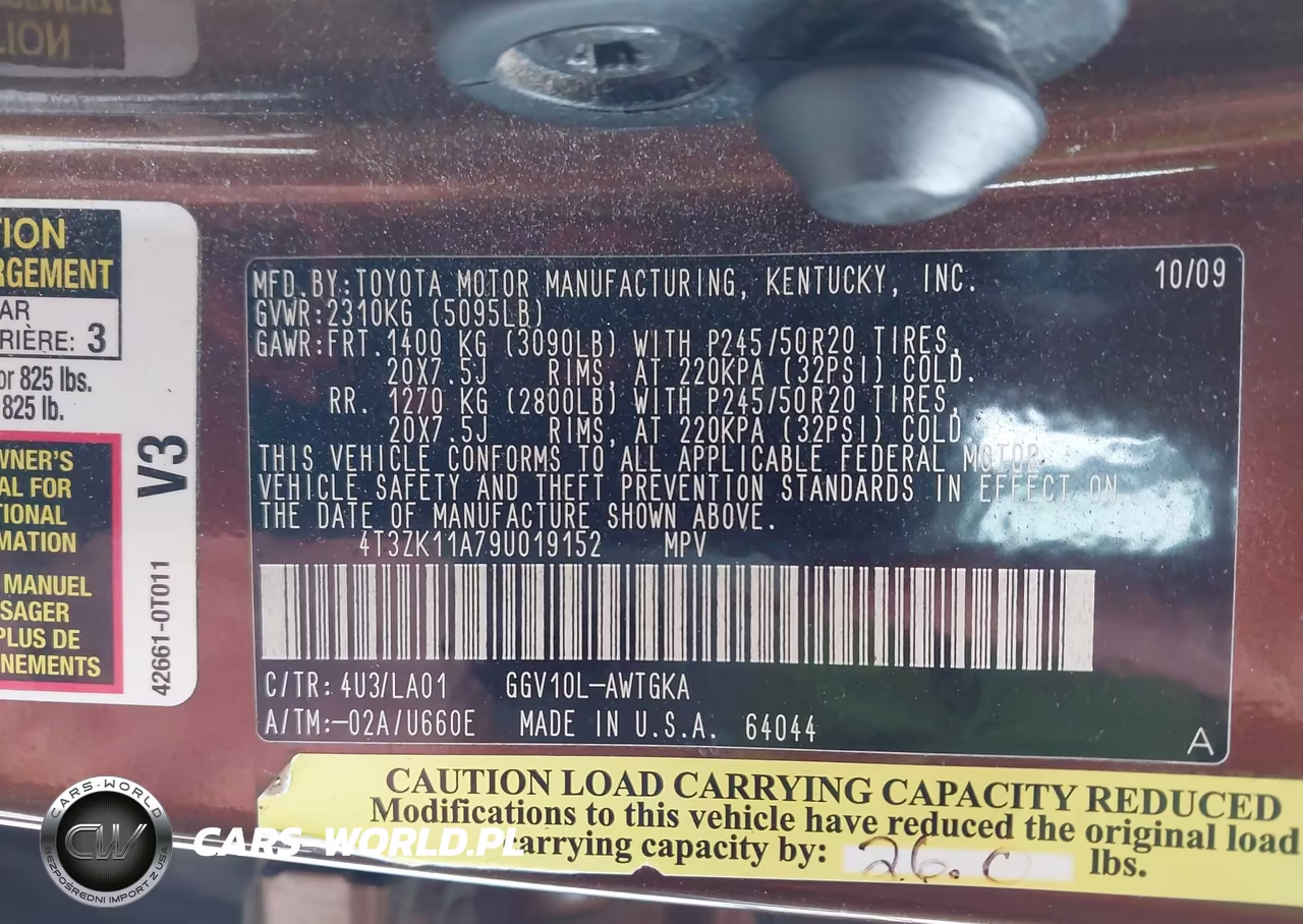 2009 Toyota Venza Base V6 VIN:4T3ZK11A79U019152 - 9
