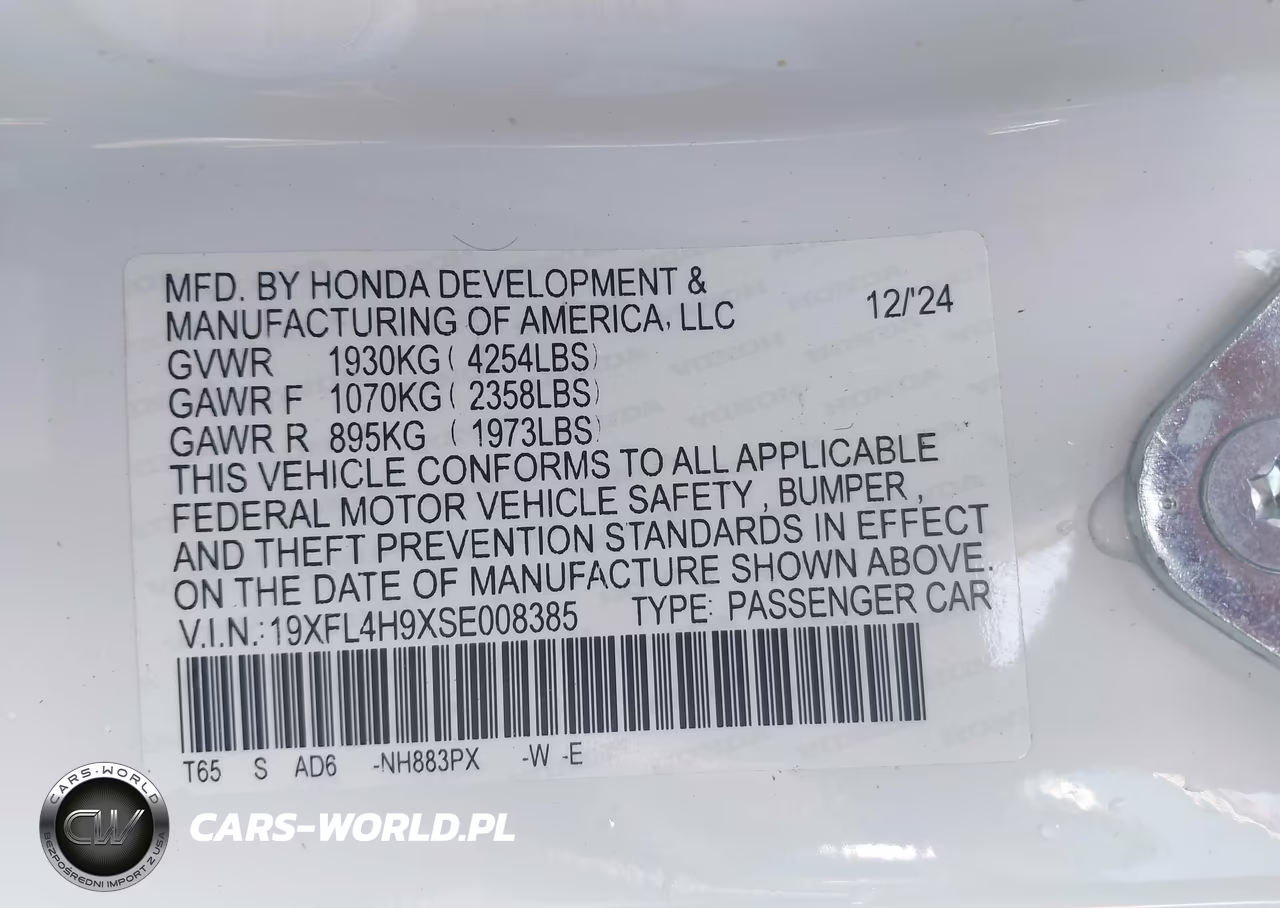 2025 Honda Civic Hybrid Sport Touring VIN:19XFL4H9XSE008385 - 9