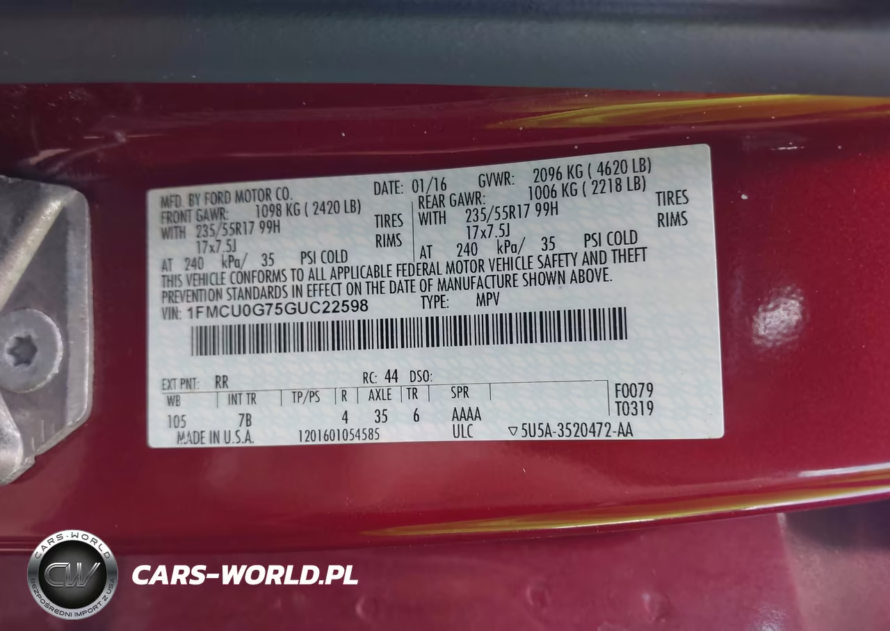 2016 Ford Escape Se VIN:1FMCU0G75GUC22598 - 9