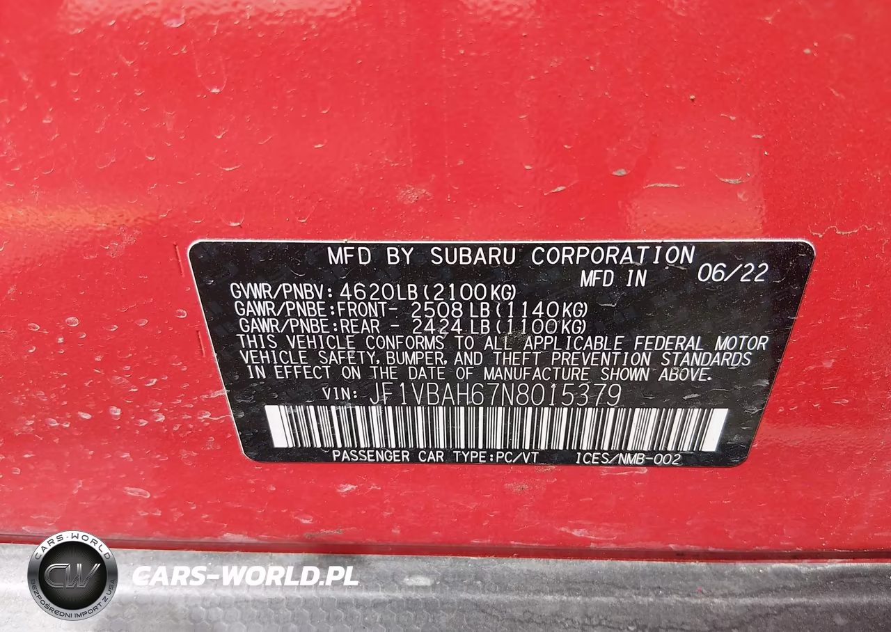 2022 Subaru Wrx Premium VIN:JF1VBAH67N8015379 - 9