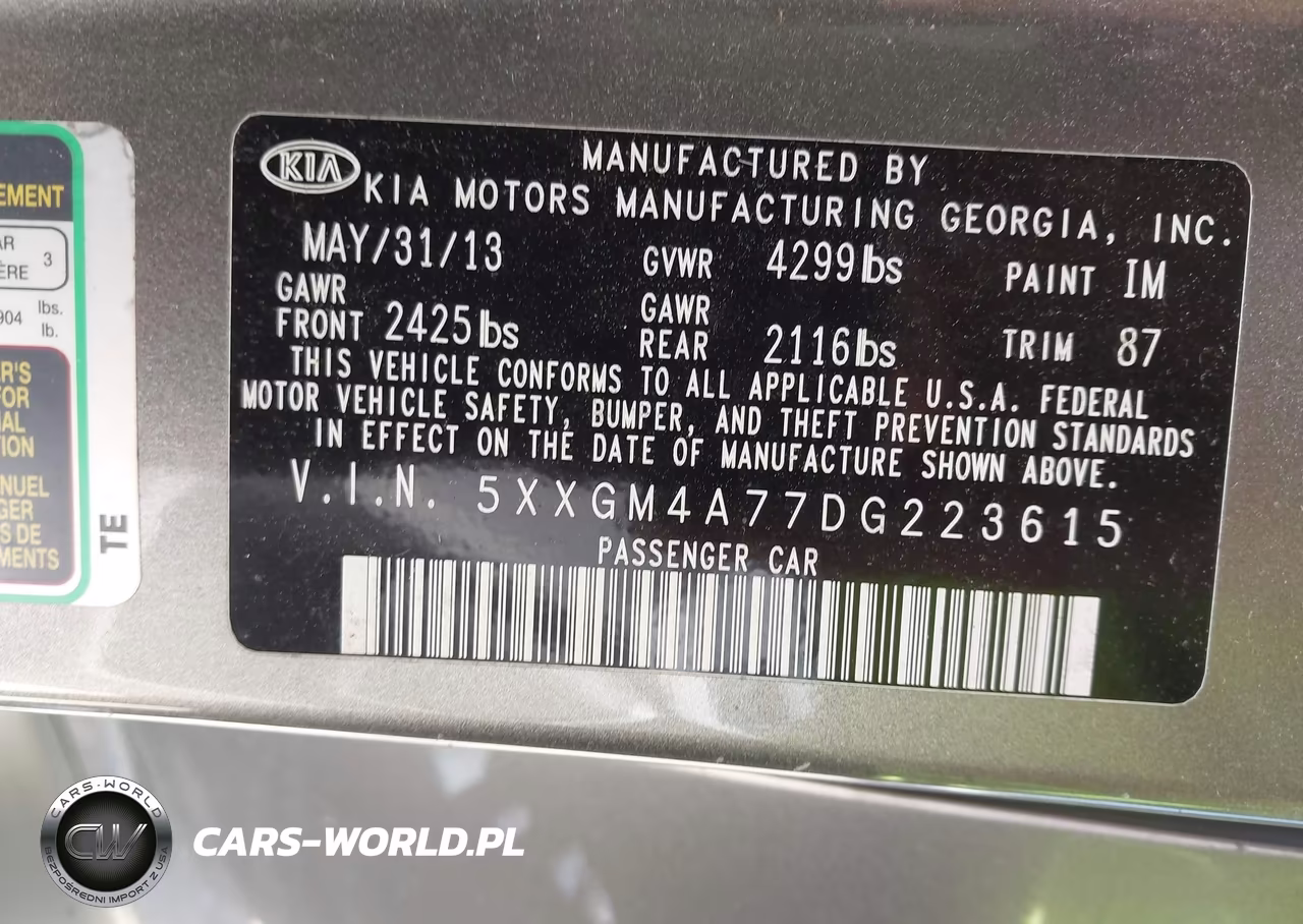 2013 Kia Optima Lx VIN:5XXGM4A77DG223615 - 9