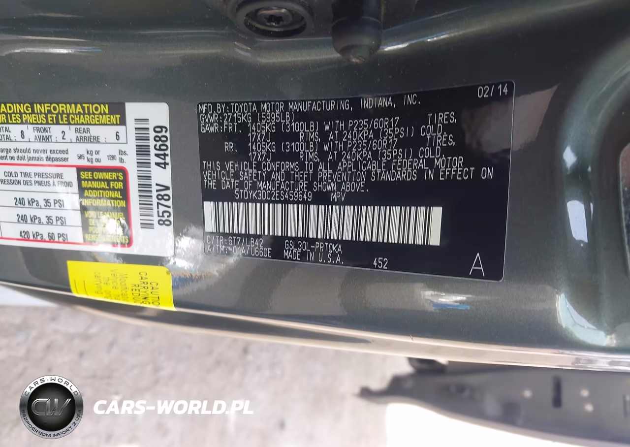 2014 Toyota Sienna Xle V6 8 Passenger VIN:5TDYK3DC2ES459649 - 9