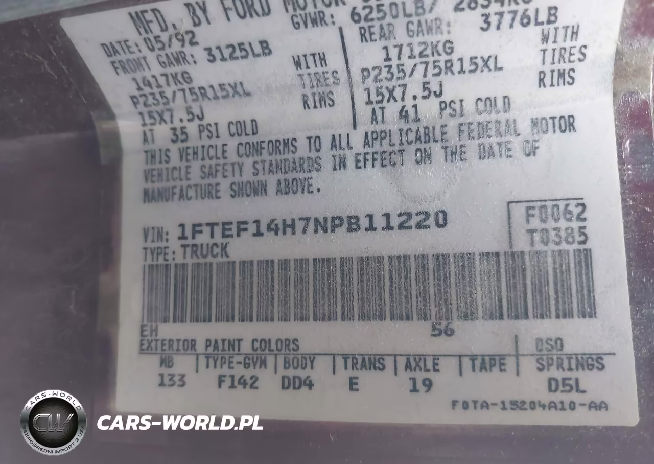1992 Ford F150 VIN:1FTEF14H7NPB11220 - 9