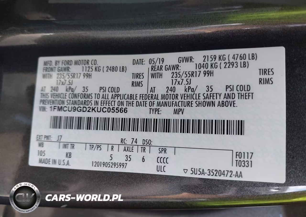 2019 Ford Escape Se VIN:1FMCU9GD2KUC05566 - 9