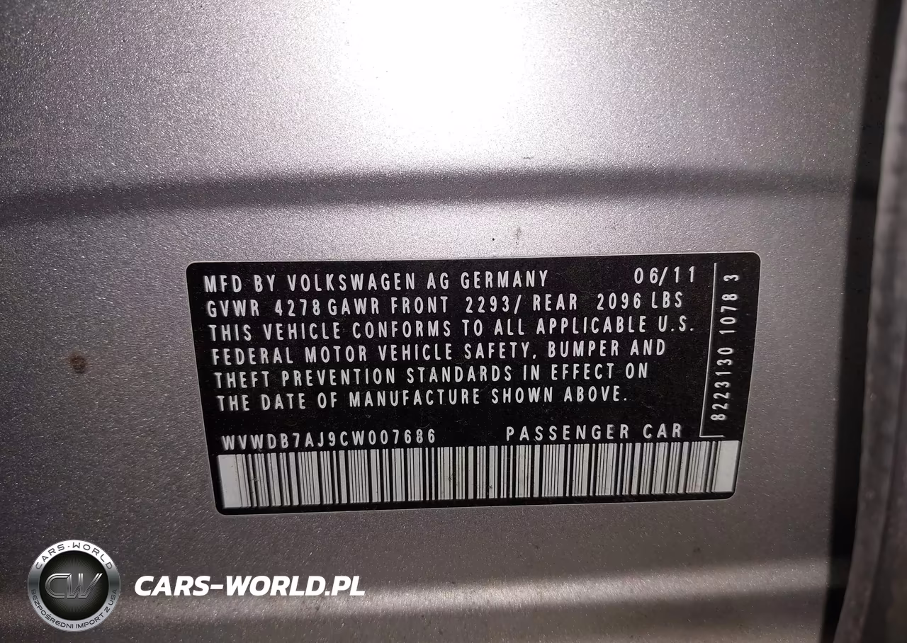 2012 Volkswagen Golf 2.5L 4-Door VIN:WVWDB7AJ9CW007686 - 9