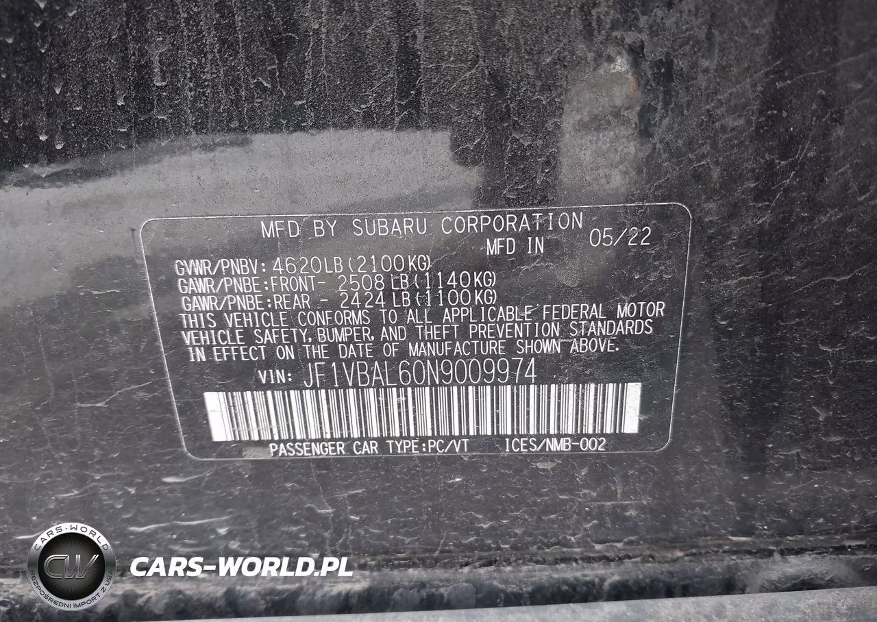 2022 Subaru Wrx Limited VIN:JF1VBAL60N9009974 - 9