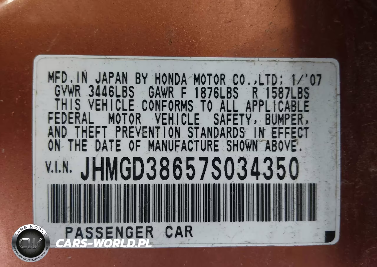 2007 Honda Fit Sport VIN:JHMGD38657S034350 - 9