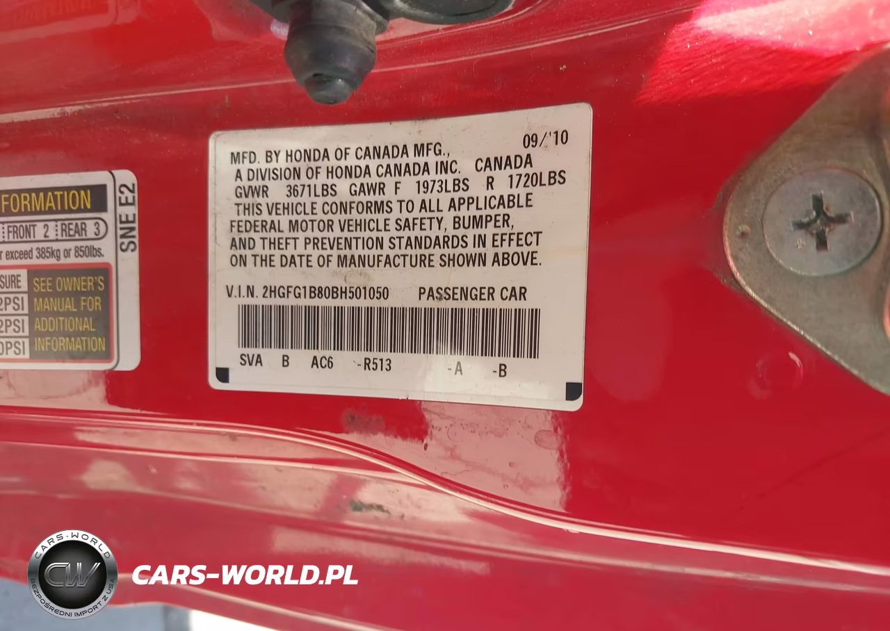 2011 Honda Civic Ex VIN:2HGFG1B80BH501050 - 9