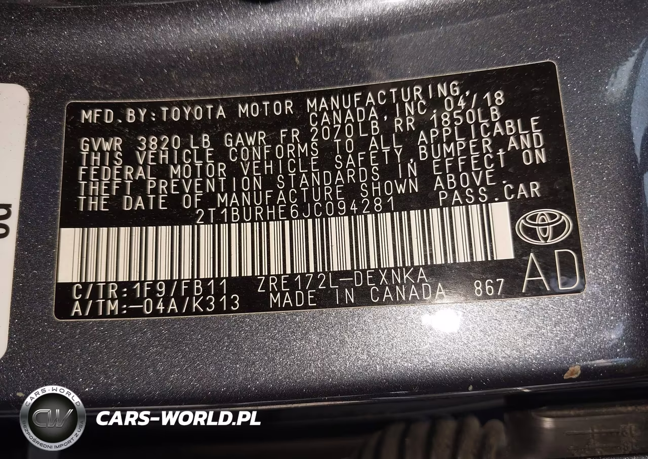 2018 Toyota Corolla Le VIN:2T1BURHE6JC094281 - 9