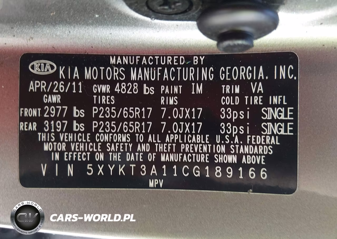 2012 Kia Sorento Lx VIN:5XYKT3A11CG189166 - 9