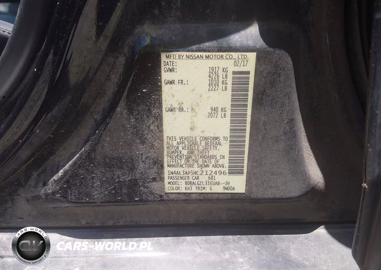 2017 Nissan Altima 2.5 S VIN:1N4AL3AP5HC212496 - 9