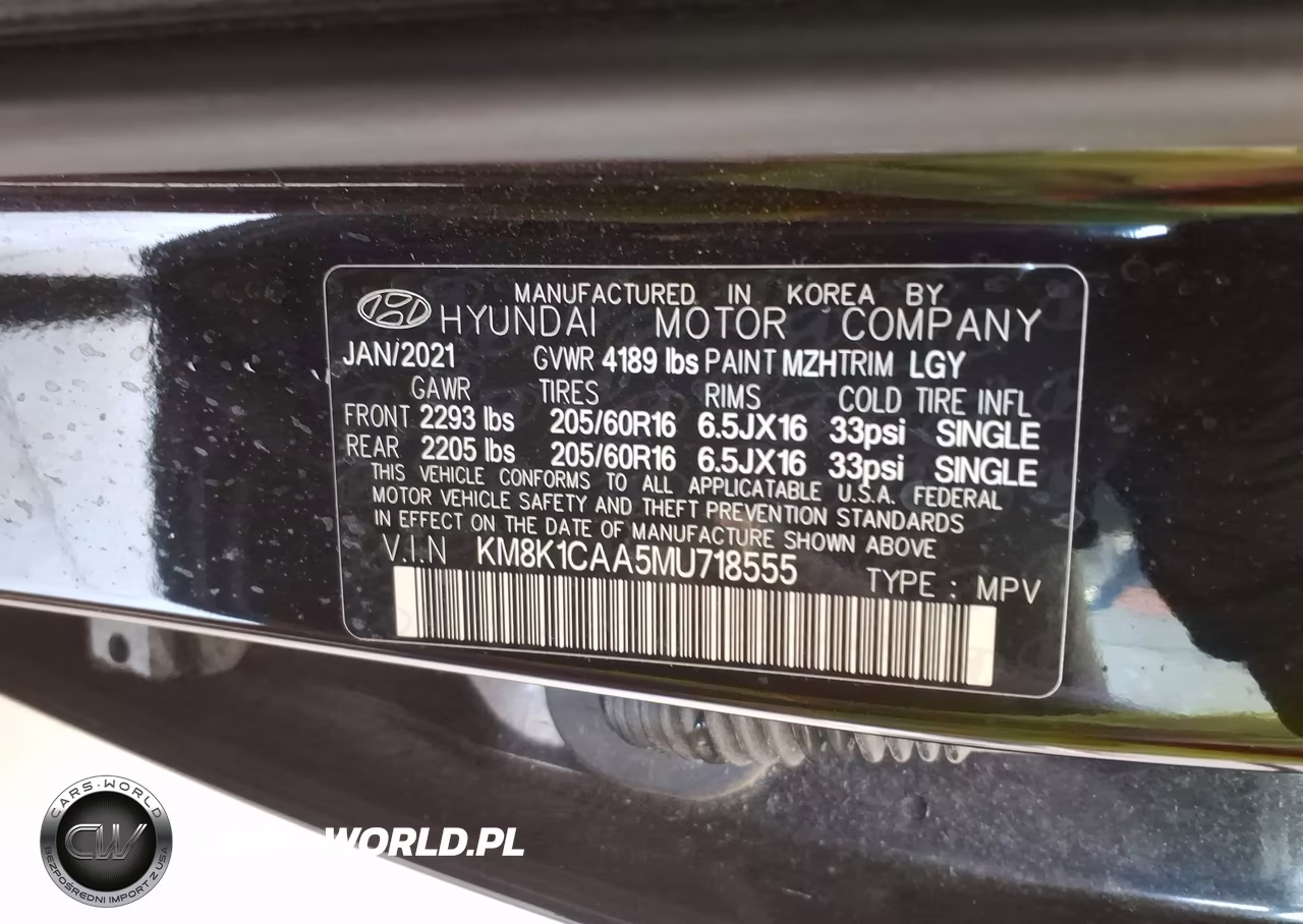 2021 Hyundai Kona Se VIN:KM8K1CAA5MU718555 - 9