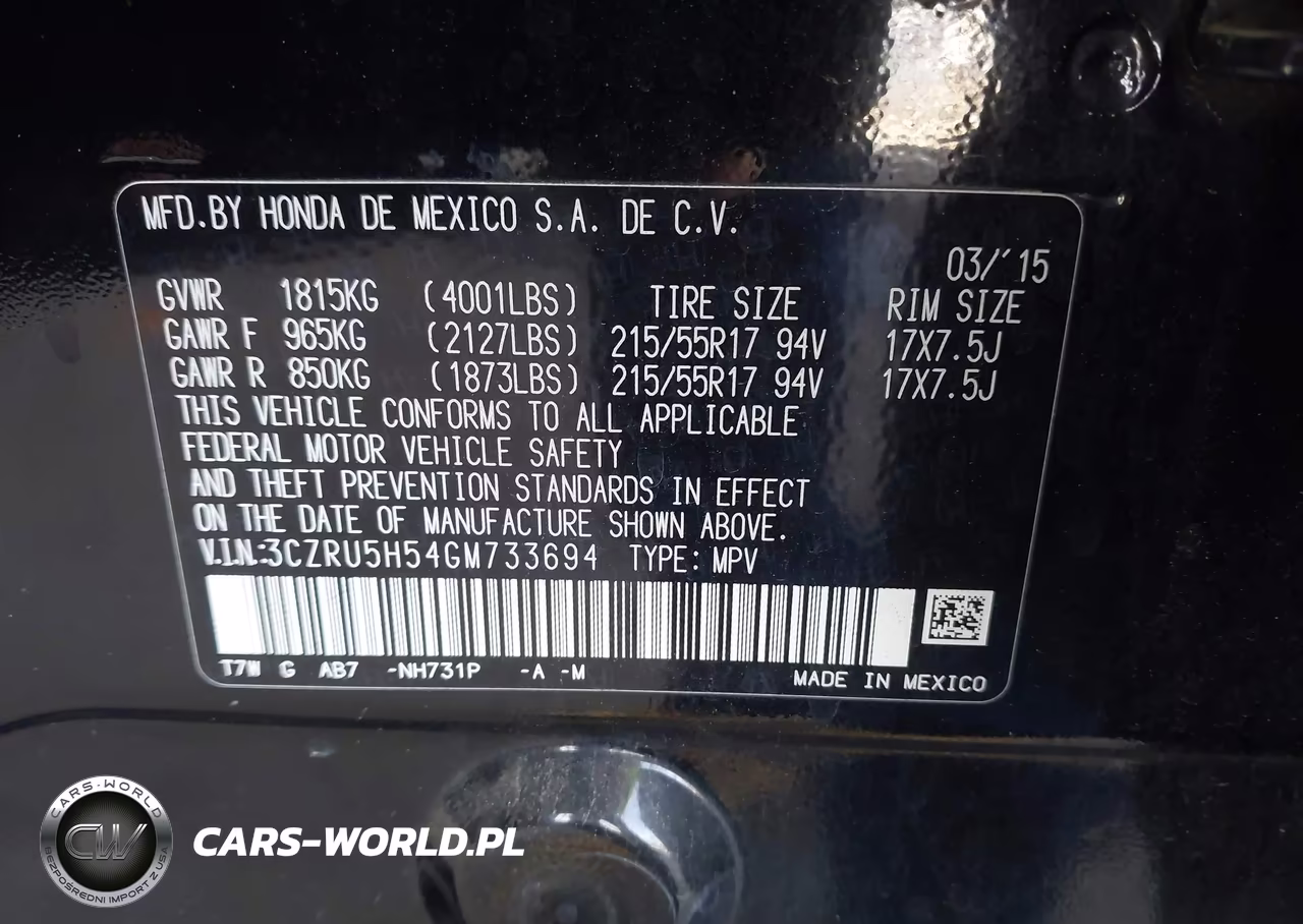 2016 Honda Hr-V Ex VIN:3CZRU5H54GM733694 - 9