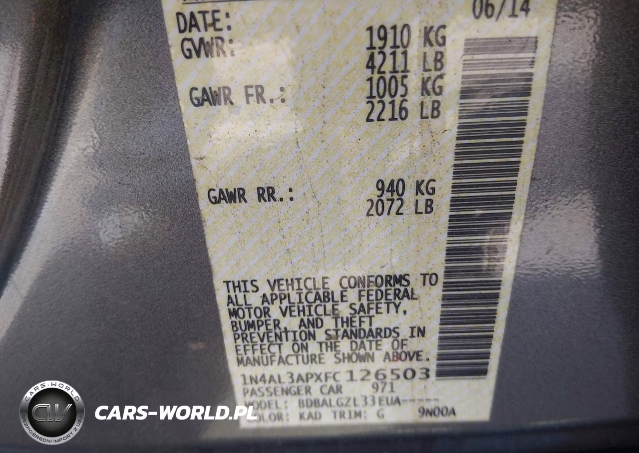 2015 Nissan Altima 2.5 S VIN:1N4AL3APXFC126503 - 9