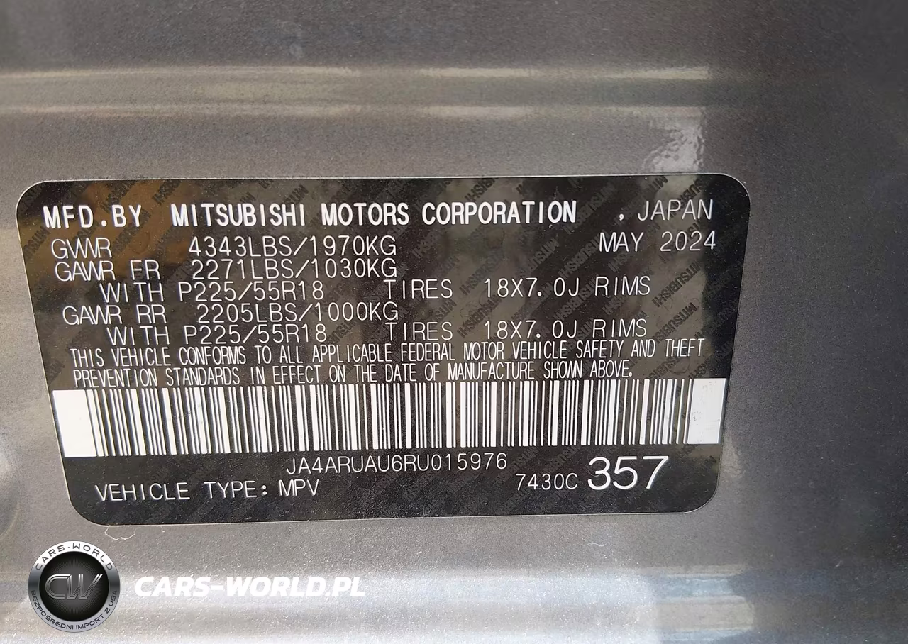 2024 Mitsubishi Outlander Sport 2.0 Es Awc-2.0 Le Awc-2.0 Ralliart Awc-2.0 S Awc-2.0 Se Awc-2.0 Trail Edition Awc VIN:JA4ARUAU6RU015976 - 9