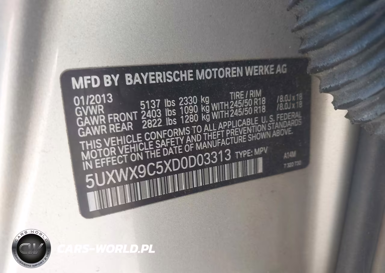 2013 BMW X3 xDrive28I VIN:5UXWX9C5XD0D03313 - 9