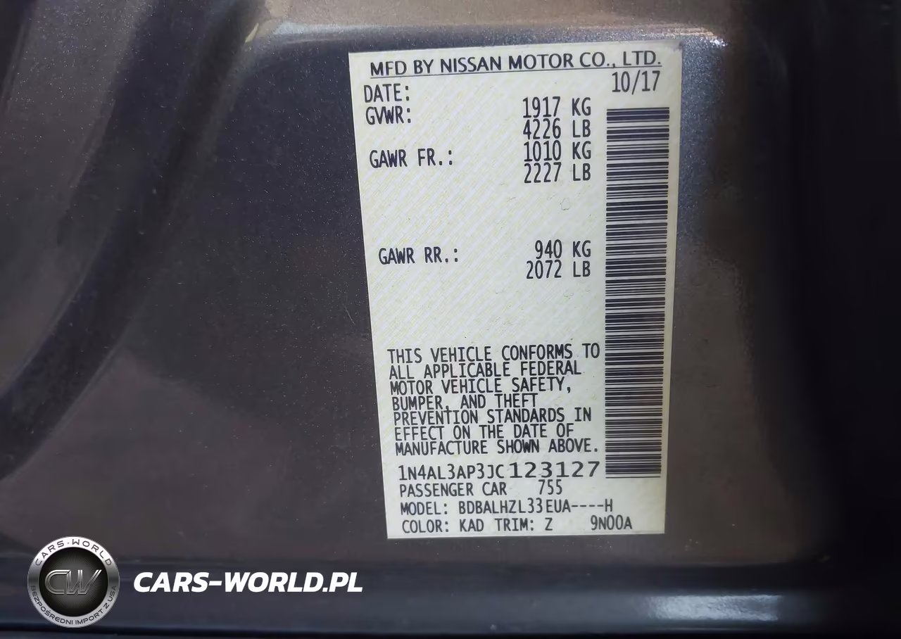 2018 Nissan Altima 2.5 Sr VIN:1N4AL3AP3JC123127 - 9