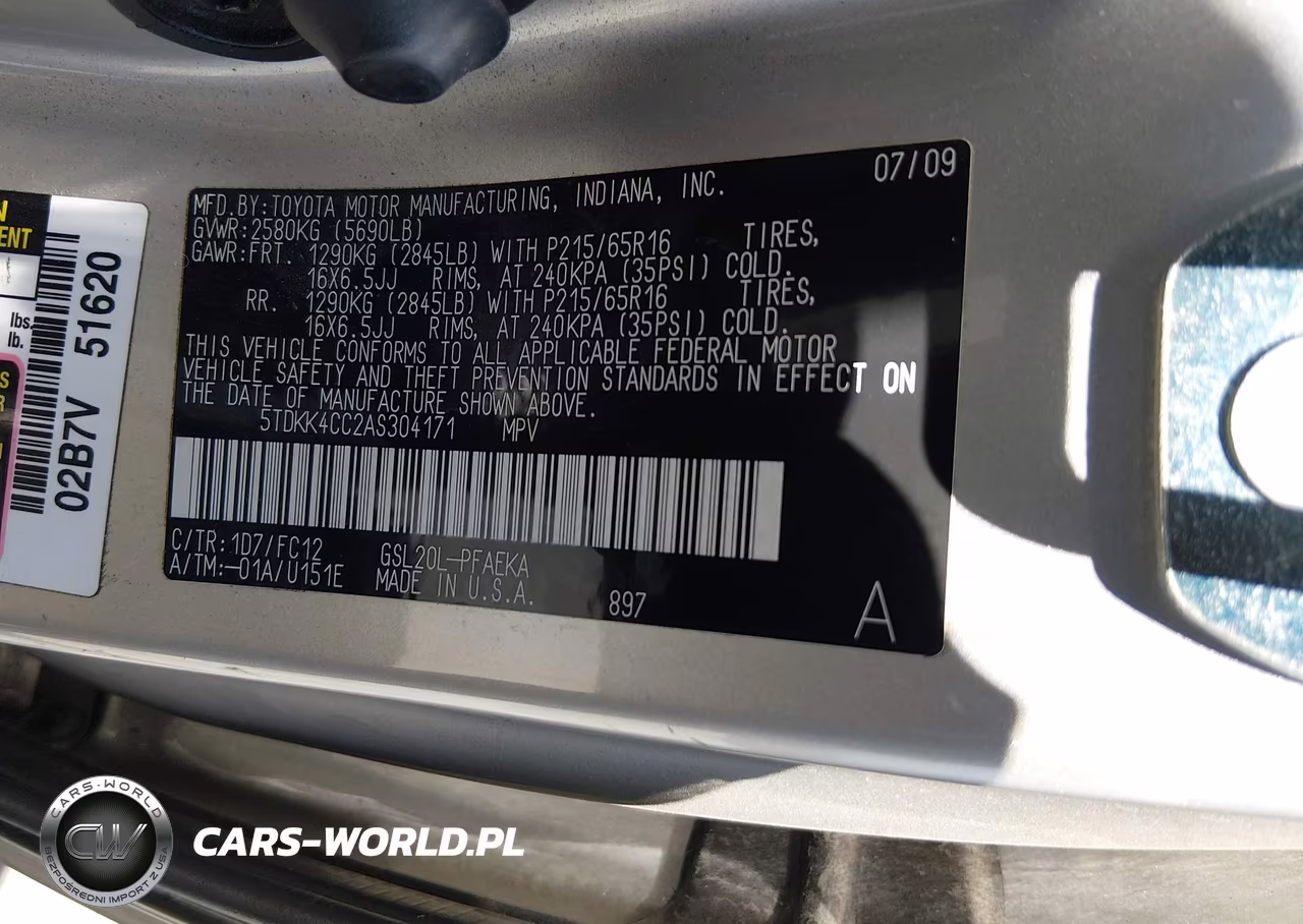 2010 Toyota Sienna Le VIN:5TDKK4CC2AS304171 - 9
