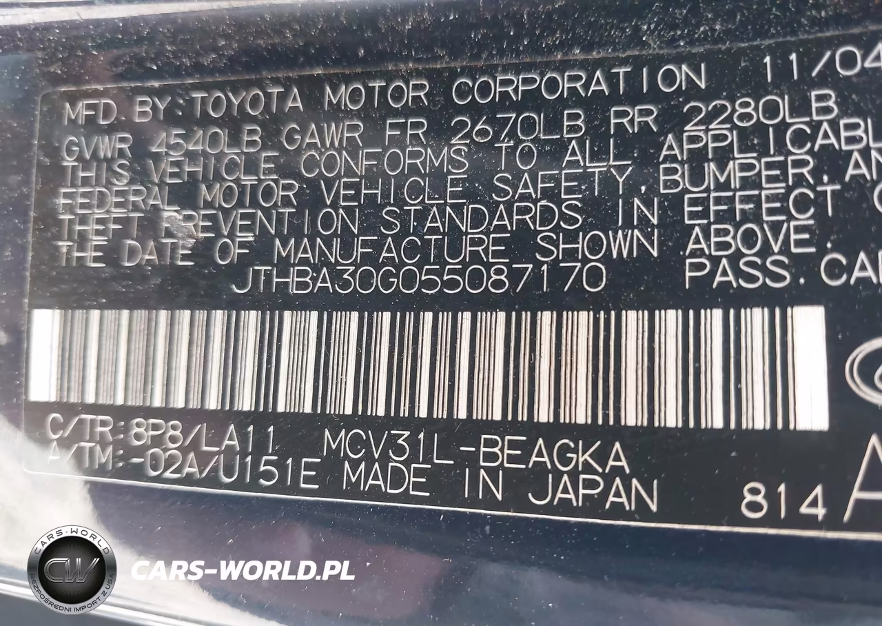 2005 Lexus Es 330 VIN:JTHBA30G055087170 - 9