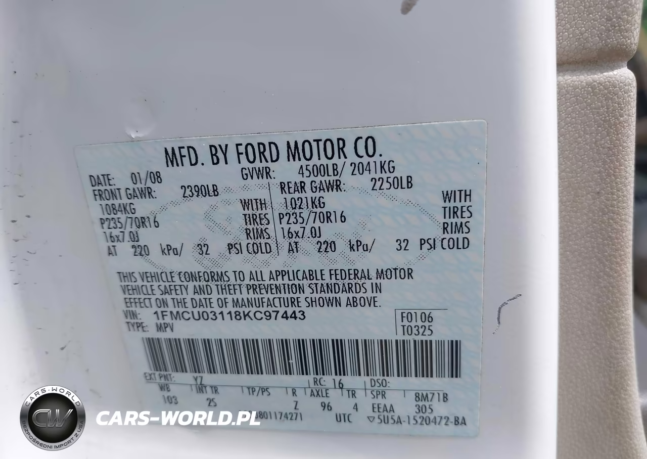 2008 Ford Escape Xlt VIN:1FMCU03118KC97443 - 9
