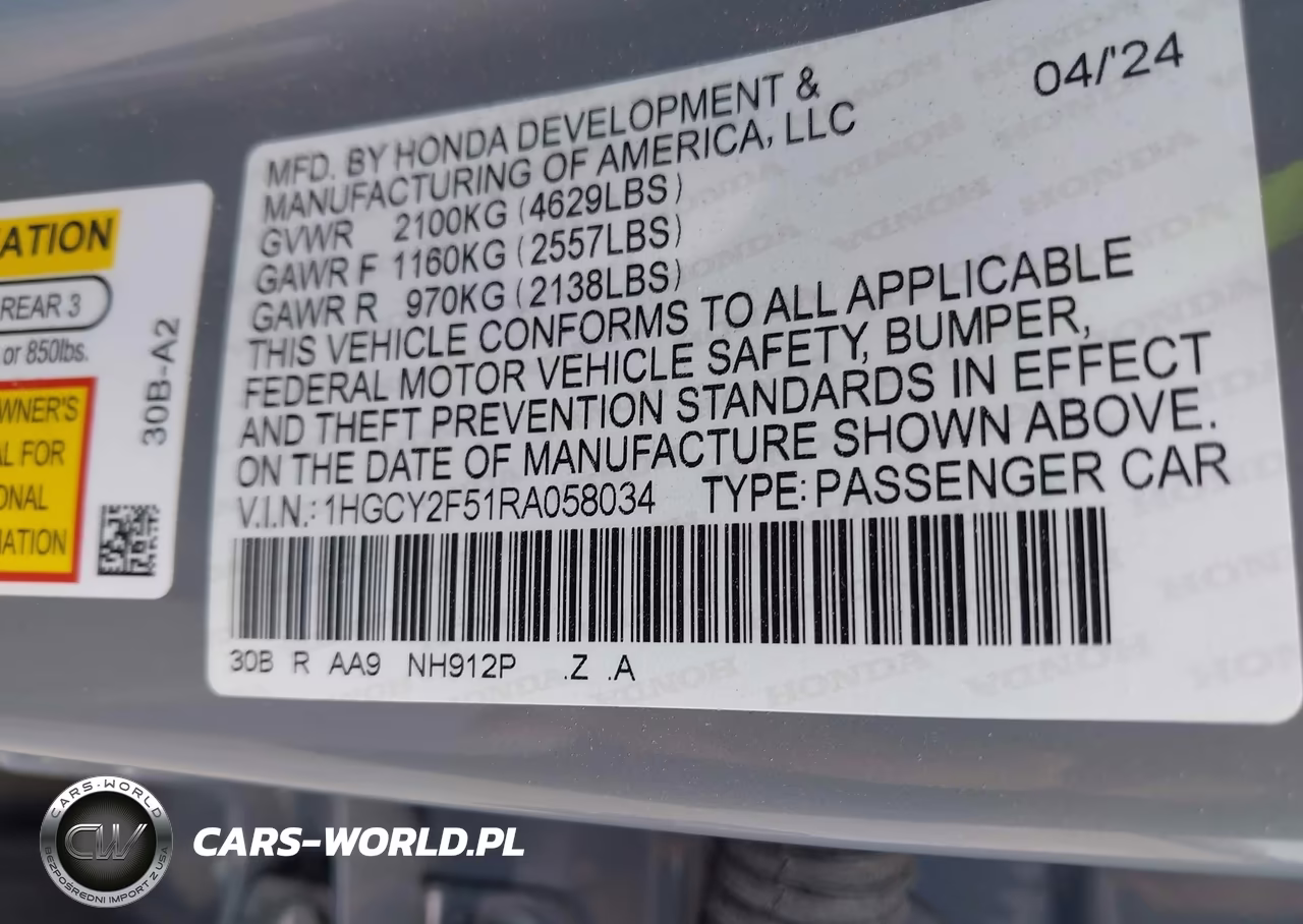 2024 Honda Accord Hybrid Sport VIN:1HGCY2F51RA058034 - 9