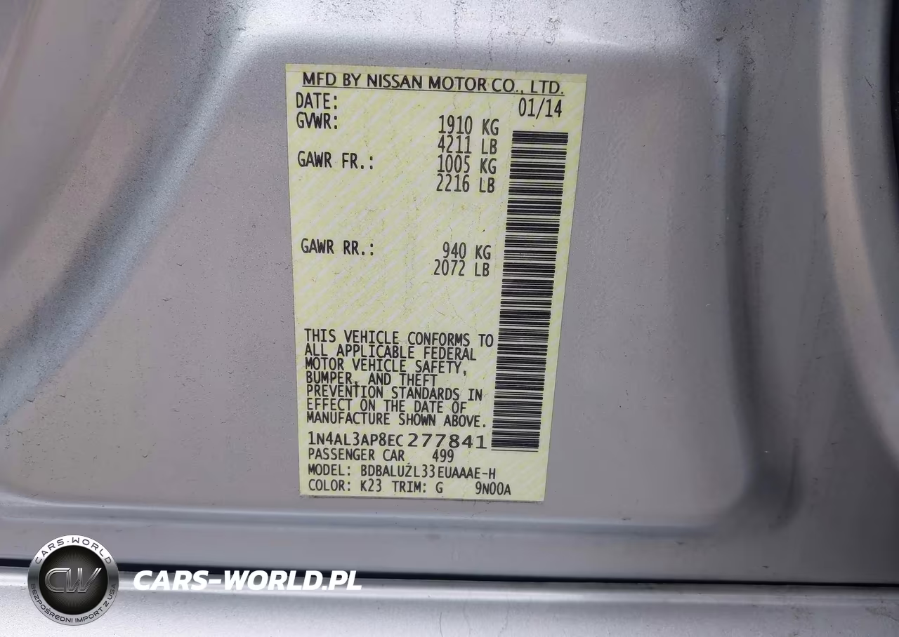 2014 Nissan Altima 2.5 Sv VIN:1N4AL3AP8EC277841 - 9