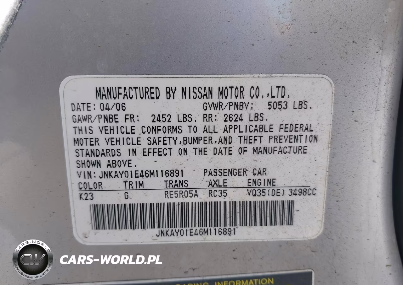 2006 Infiniti M35 VIN:JNKAY01E46M116891 - 9